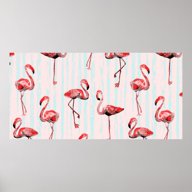 Affiche Flamant rose motif transparent (Devant)