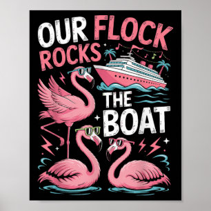 Affiche Flamant rose Notre troupe balance le bateau Vacanc
