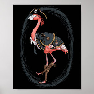Affiche Flamant rose Pirate drôle Idée de costume d'Hallow