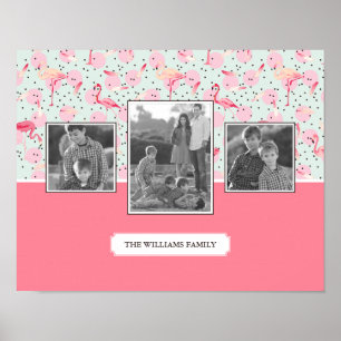 Affiche Flamant rose Pois   Photos De Famille Avec Texte