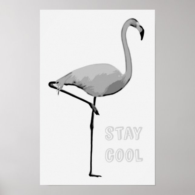 affiche Flamant rose "rester cool" (Devant)