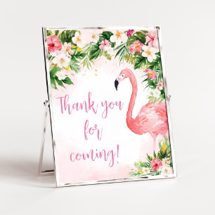 Affiche Flamant rose rose Aloha Merci pour venir