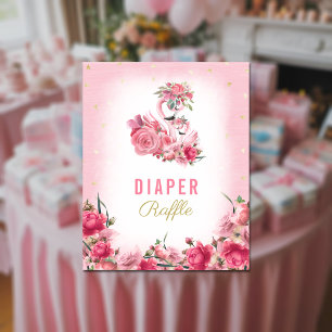 Affiche Flamant rose rose Baby shower de fraise Ballerina