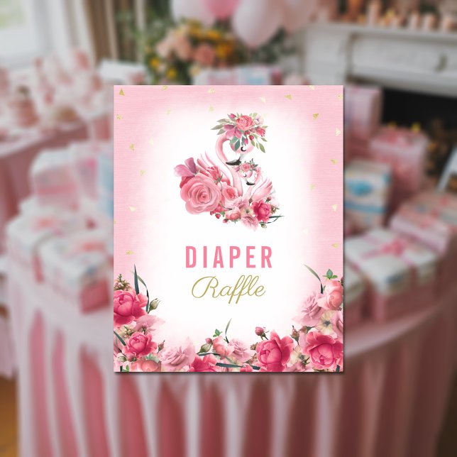 Affiche Flamant rose rose Baby shower  de fraise Ballerina (Créateur téléchargé)