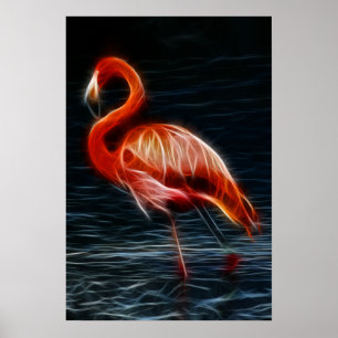 Affiche Flamant rose rose de Fractalius