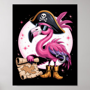 Affiche Flamant rose rose Pirate drôle Costume de fête d'H