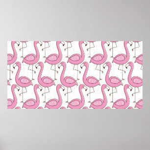 Affiche Flamant rose sans couture motif, design exotique v