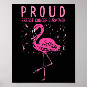 Affiche Flamant rose survivant Pink Breast Cancer Sensibil