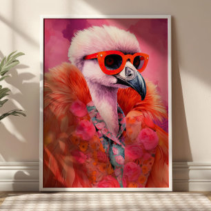Affiche Flamant rose tendance Funky Art Print
