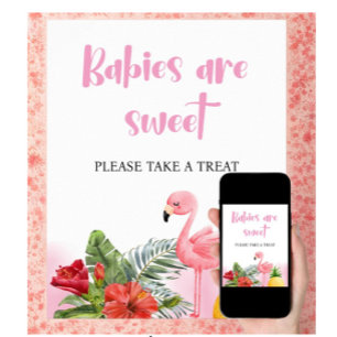 Affiche Flamant rose tropical Les bébés roses sont doux Si