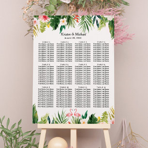 Affiche Flamant rose tropical Mariage floral
