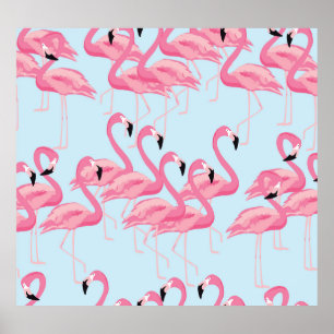 Affiche Flamant rose : Tropical Vintage Print
