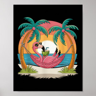 Affiche Flamant rose Vacances d'été Famille Correspondant