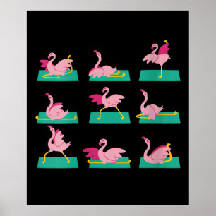 Affiche Flamant rose Yoga Poses Méditation Exercice d'entr