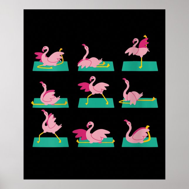 Affiche Flamant rose Yoga Poses Méditation Exercice d'entr (Devant)
