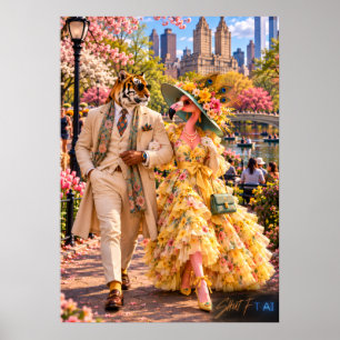 Affiche Flamant & Tigre à New York – Printemps à Central P