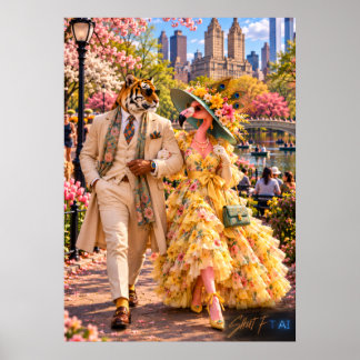 Affiche Flamant & Tigre à New York – Printemps à Central P