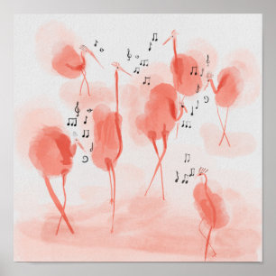 Affiche Flamants roses chantant