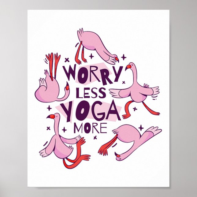 Affiche Flamants roses d'exercice de yoga  (Devant)