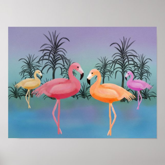 Affiche Flamants roses fabuleux Imprimer (Devant)