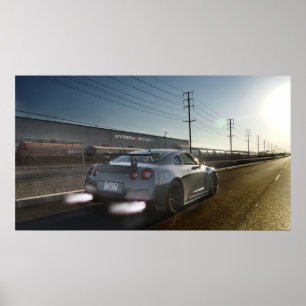 Affiche Flames de tir "Kaji" Nissan GT-R en Californie