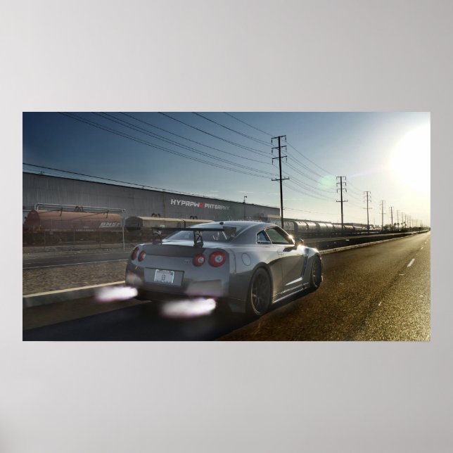 Affiche Flames de tir "Kaji" Nissan GT-R en Californie (Devant)