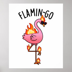 Affiche Flamin-go Funny Flamant rose Pun