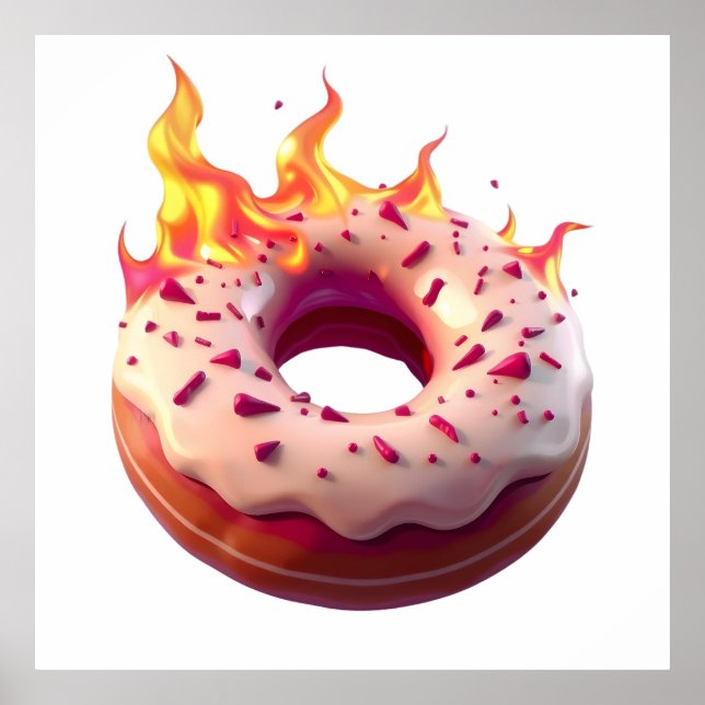 Affiche Flaming Donut with White Frosting and Sprinkles (Devant)