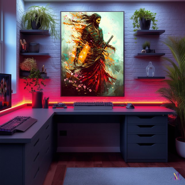 Affiche Flaming Samurai – Le Guerrier Éternel (Créateur téléchargé)