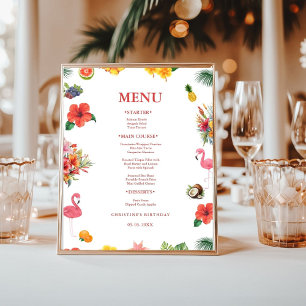 Affiche Flamingle Luau Floral Tropical Summer Anniversaire