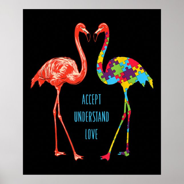 Affiche Flamingo | Accept Understand Love Autism Flamingo (Devant)