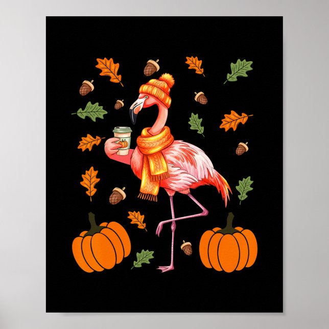 Affiche Flamingo d'automne Latte aux épices de citrouille  (Devant)