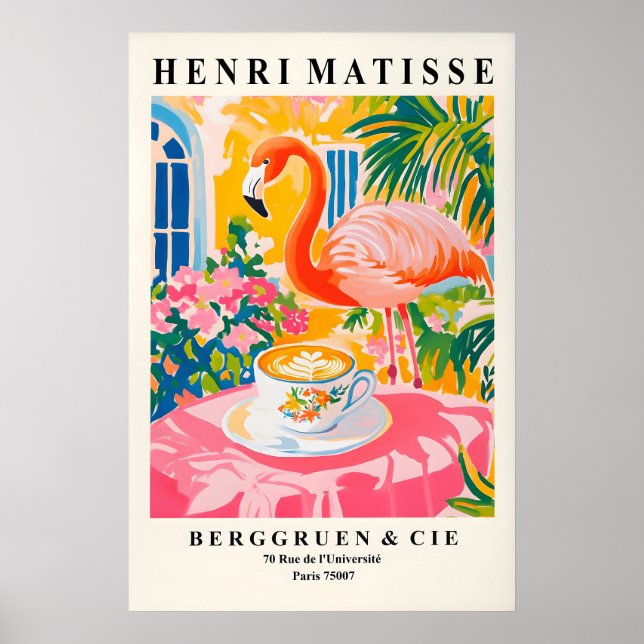 Affiche Flamingo Drinking Coffee Art Print Henri Matisse (Devant)