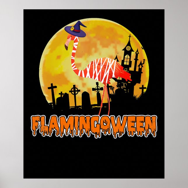 Affiche Flamingo | Flamingoween Funny Witch Halloween (Devant)
