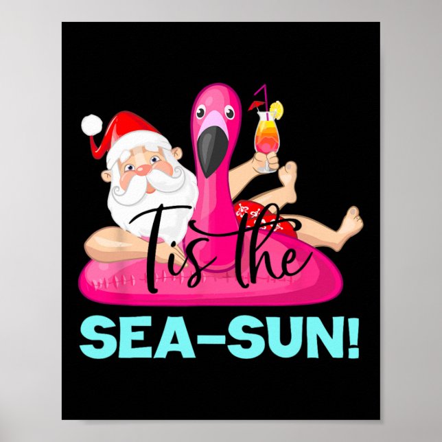 Affiche Flamingo flottant du Père Noël C'est la mer-soleil (Devant)