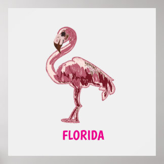 Affiche Flamingo gemalter pinker Flamingo 