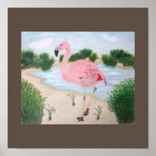 Affiche Flamingo in the Marsh Canvas Print