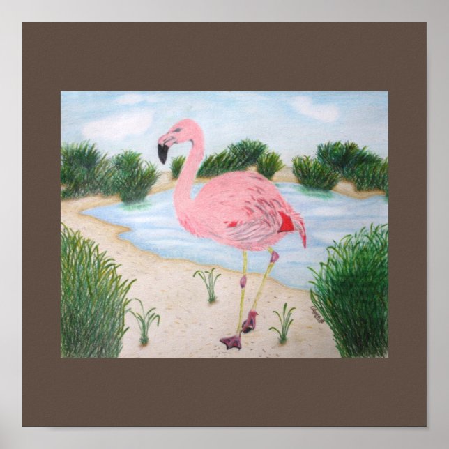 Affiche Flamingo in the Marsh Canvas Print (Devant)