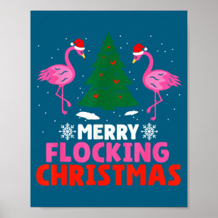 Affiche Flamingo Joyeux Rassemblement de Noël Drôle de Noë