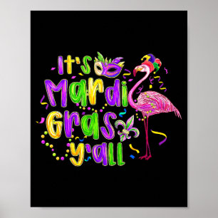 Affiche Flamingo Mardi Gras Y'all Fleur De Lis Prépa Gras