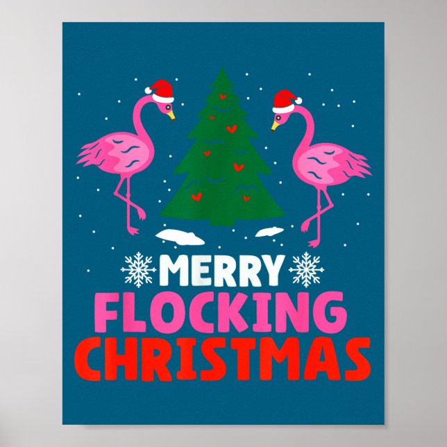 Affiche Flamingo Merry Flocking Christmas Funny Xmas Men W (Devant)