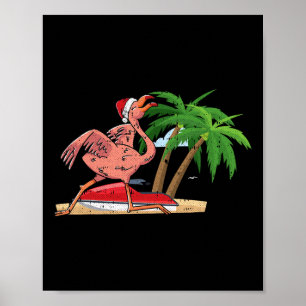 Affiche Flamingo Noël en juillet Oiseau tropical cool Beac