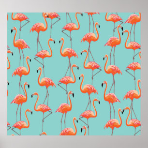 Affiche Flamingo réaliste : motif vintage