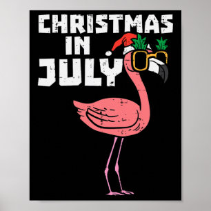 Affiche Flamingo Santa Lunettes de soleil Noël en juillet