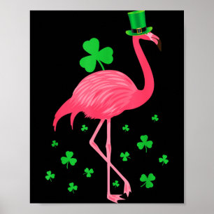 Affiche Flamingo Trèfle Leprechaun Fête de la Saint-Patric