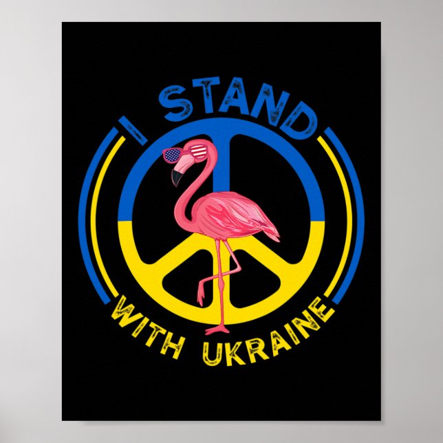 Affiche Flamingo Ukraine I Stand With Ukraine Flag Support (Devant)