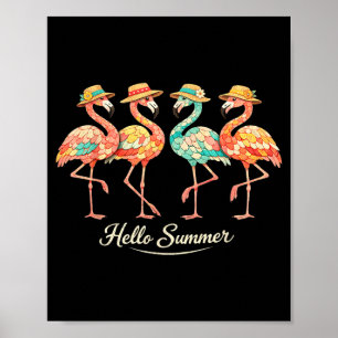 Affiche Flamingo Vintage Été Bonjour Trocals Oiseaux Migno