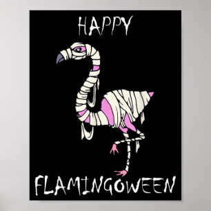 Affiche Flamingoween Drôle Halloween Flamant Rose