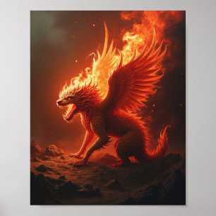 Affiche flamme brûler réalisme rouge