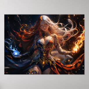 Affiche Flamme infernale et givre Maîtresse fille